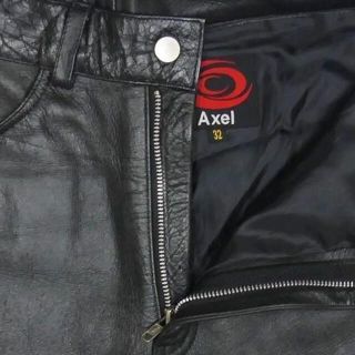 アクセル レザーパンツ メンズ W32 黒 バイク 革パンツ 革 HN1130