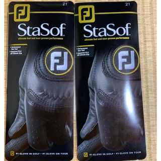 フットジョイ(FootJoy)の２個セット！　FJ STASOF 黒 21cm ゴルフ　グローブ(その他)