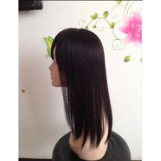 人毛100%☆ヘアピース  部分ウィッグ　かつら 白髪隠しW45(ロングストレート)