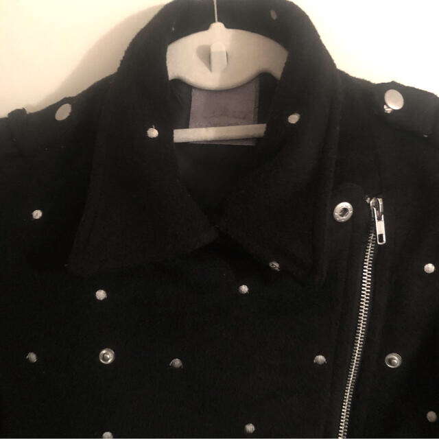 【最終価格】白ドット刺繍 デザインジャケット ライダース 黒白 5