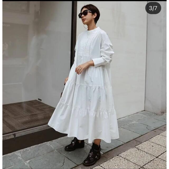 雑誌で紹介された シャツワンピース machatt - ロングワンピース 絶大な人気を誇る MACHATT ブルー リボンバックティアードドレス マチャット ロングワンピース