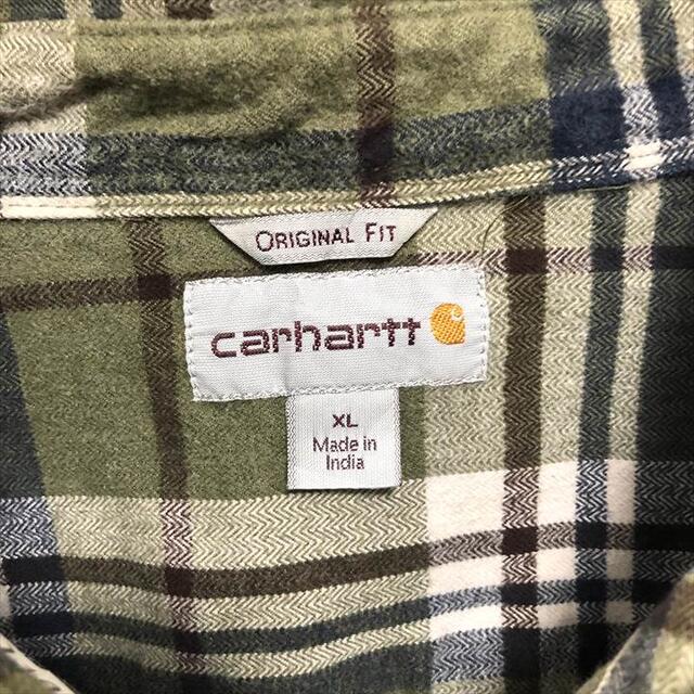 carhartt(カーハート)の90s 古着 カーハート チェックシャツ ワンポイントロゴ 厚手 ゆるダボ XL メンズのトップス(シャツ)の商品写真