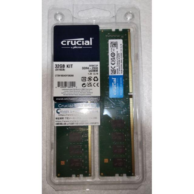 新品保証付 crucial DDR4 2666 16GBx2 計32GB