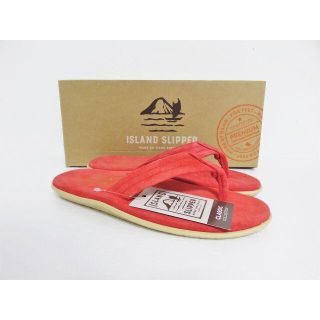 アイランドスリッパ(ISLAND SLIPPER)の新品 ISLAND SLIPPER PT203 レッド スエード 8 アメリカ製(サンダル)