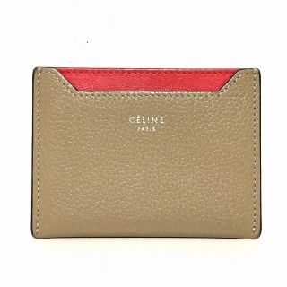 セリーヌ(celine)のセリーヌ カードケース - ベージュ×レッド(名刺入れ/定期入れ)