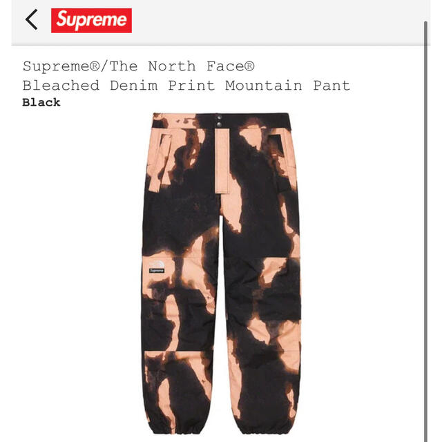 Supreme(シュプリーム)のBleached Denim Print Mountain Pant Black メンズのパンツ(ワークパンツ/カーゴパンツ)の商品写真