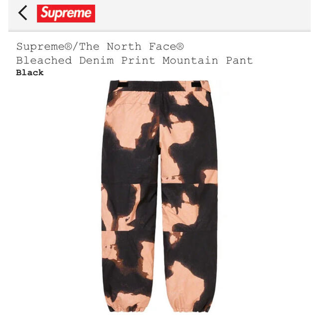 Supreme(シュプリーム)のBleached Denim Print Mountain Pant Black メンズのパンツ(ワークパンツ/カーゴパンツ)の商品写真