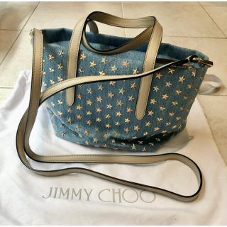 ジミーチュウ(JIMMY CHOO)の新品　超美品　ジミーチュウ　デニム　スタッズ　ミニサラ　ショルダーバッグ(ショルダーバッグ)