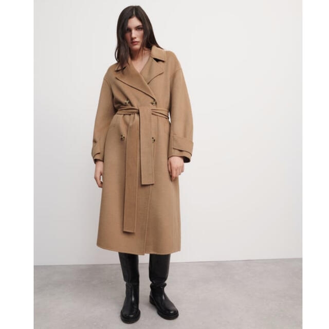 ZARA - 【新品未使用】ZARA ウールオーバーサイズコート キャメル S