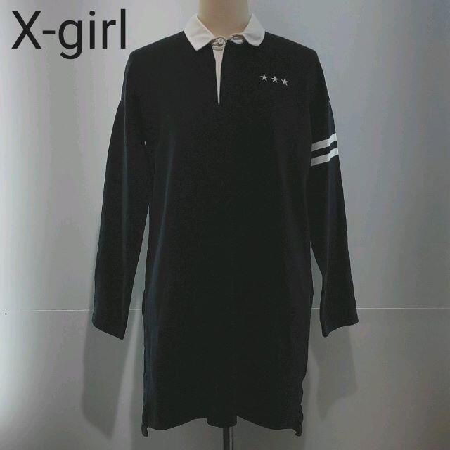 X-girl(エックスガール)のX-girl　エックスガール　バックロゴシャツワンピース レディースのワンピース(ひざ丈ワンピース)の商品写真
