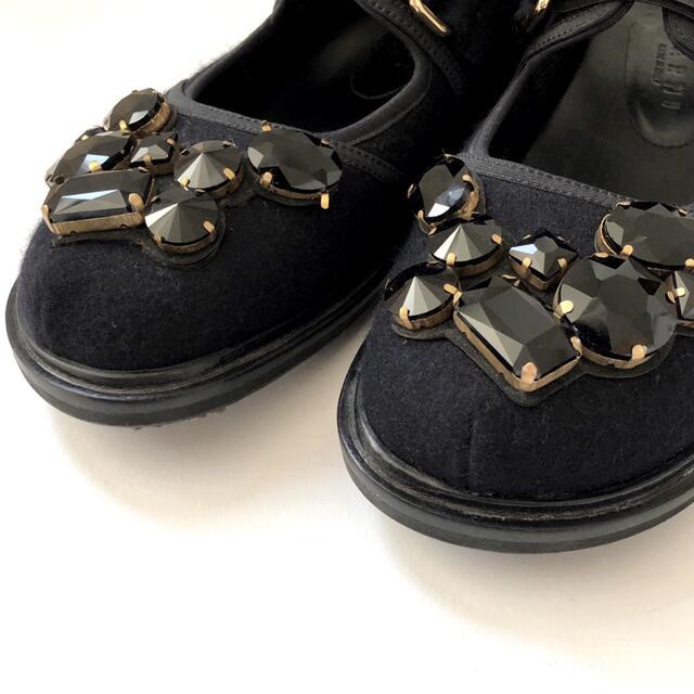 新品/37.5 MARNI マルニ ビジュー シューズ  ダークネイビー