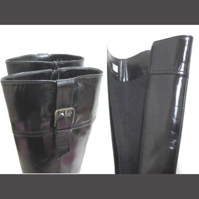 Fin(フィン)のフィン Fin ロングブーツ レザー 天然皮革 ヒール ジップ 黒 ブラック レディースの靴/シューズ(ブーツ)の商品写真