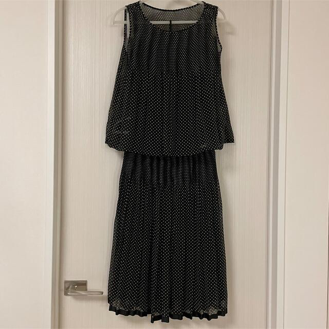 ROPE’(ロペ)のROPE ドット柄 ノースリーブ/プリーツスカート セットアップ M/60-86 レディースのレディース その他(セット/コーデ)の商品写真