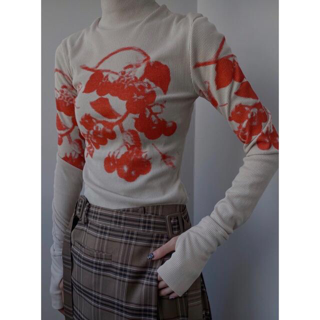 Ameri VINTAGE(アメリヴィンテージ)のkijun botanical rib top knit 21aw beige レディースのトップス(ニット/セーター)の商品写真