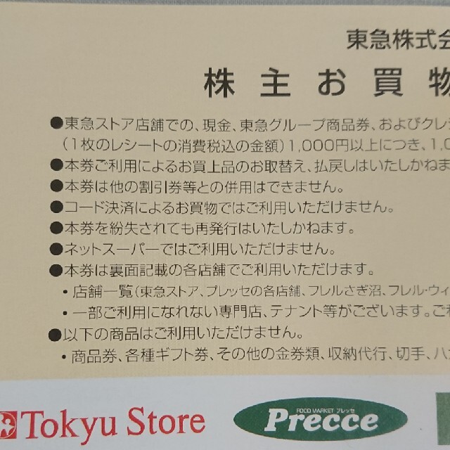 東急ストア お買い物優待券  ４０枚 チケットの優待券/割引券(ショッピング)の商品写真