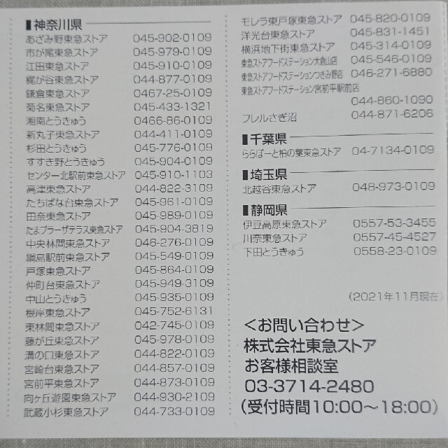 東急ストア お買い物優待券  ４０枚 チケットの優待券/割引券(ショッピング)の商品写真