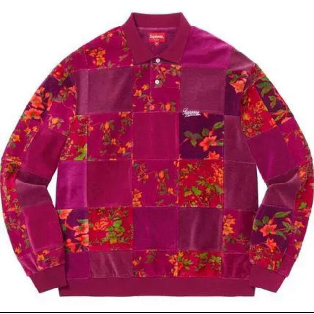 supreme Floral Patchwork Velour L/S Poloポロシャツ