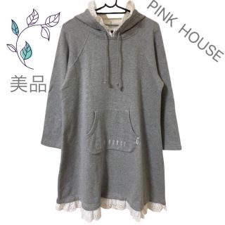 ピンクハウス(PINK HOUSE)のPINK HOUSE レースフリル  チュニックトレーナー  パーカーワンピース(ひざ丈ワンピース)