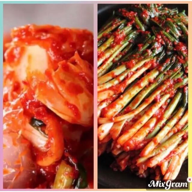 韓国　ネギキムチ&白菜キムチ 食品/飲料/酒の加工食品(漬物)の商品写真