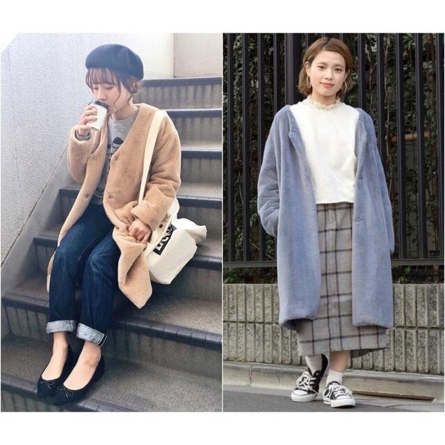 w closet(ダブルクローゼット)のw closet エコファーコート　ノーカラーコート　ZARA スナイデル　 レディースのジャケット/アウター(毛皮/ファーコート)の商品写真