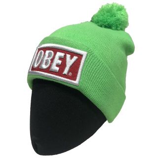 オベイ(OBEY)のOBEY オベイ ボンボン ワッチニットキャップ グリーン(ニット帽/ビーニー)