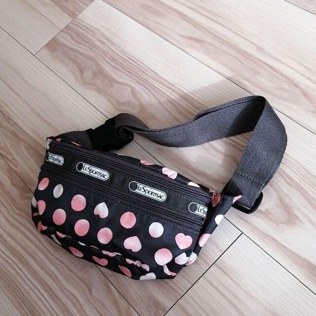 LeSportsac(レスポートサック)のレスポートサック★廃盤レア柄★ポルカハート★ボディバック★ウエストバッグ レディースのバッグ(メッセンジャーバッグ)の商品写真