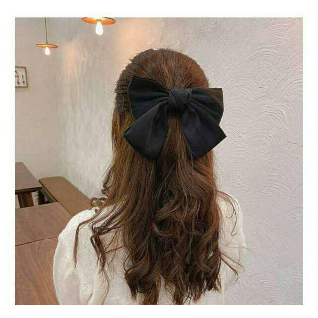 ♥️大人気♥️バレッタ ブラック リボン パール 大きめ ヘアアクセサリー