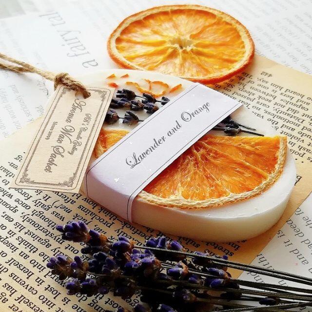 Lavender and Orange 《OVAL》 － アロマワックスサシェ  ハンドメイドのインテリア/家具(アロマ/キャンドル)の商品写真