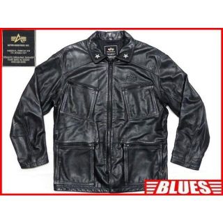 アルファインダストリーズ(ALPHA INDUSTRIES)のアルファ メンズ ジャケット XL 黒 ブルゾン 本革 レザージャケット 本皮(レザージャケット)