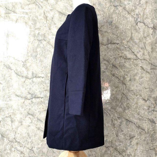 スローブイエナ　ウール　ノーカラーコート　ネイビー　紺　40 Lサイズ レディースのジャケット/アウター(ノーカラージャケット)の商品写真