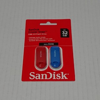 サンディスク(SanDisk)のサンディスク USBメモリ 32GBレッド・ブルー 2個パック(PC周辺機器)