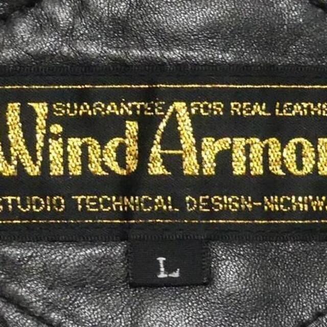 ウィンドアーマー メンズ レザーPコート L 黒 ピーコート 本革 ロングコート メンズのジャケット/アウター(ピーコート)の商品写真