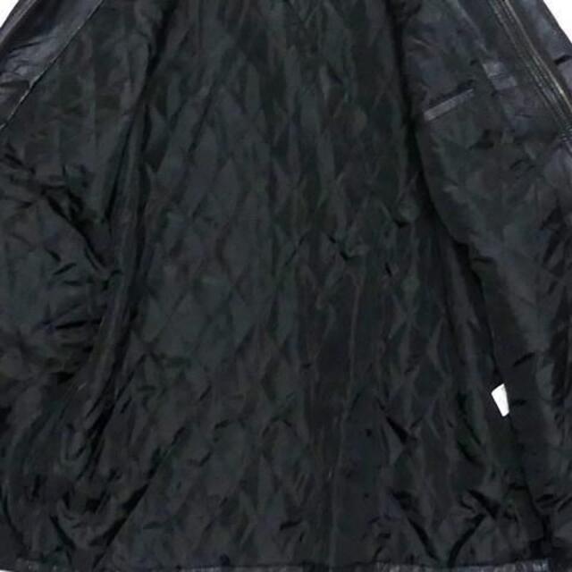 メンズ レザーステンカラーコート L 黒 ロングコート 本革 ジャケット 本皮 メンズのジャケット/アウター(ステンカラーコート)の商品写真