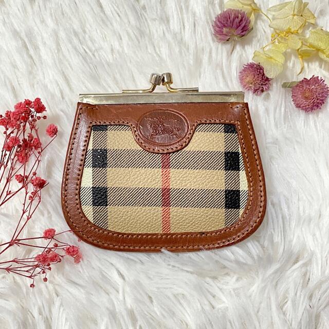 Burberry 小銭入れ コインケース がま口 ノバチェック ホースロゴ-