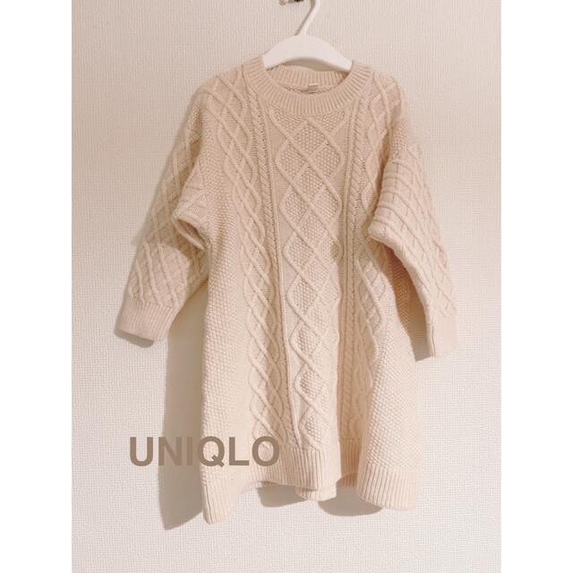 UNIQLO(ユニクロ)のUNIQLOケーブルニットワンピース110 キッズ/ベビー/マタニティのキッズ服女の子用(90cm~)(ワンピース)の商品写真