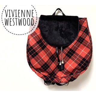 ヴィヴィアンウエストウッド(Vivienne Westwood)のヴィヴィアンウエストウッド【美品】《レア》ツイード×ハラコ チェック柄 リュック(リュック/バックパック)