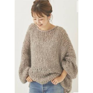 プラージュ(Plage)の2021AW plage HANDKNIT ジャンボタム　グレー(ニット/セーター)