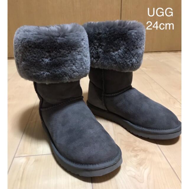 UGG アグ ムートンブーツ　24cm  グレー　ロング