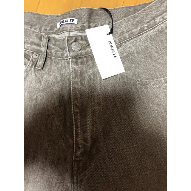 30 AURALEE 22ss ハードツイストデニムワイドパンツ ブラウン-