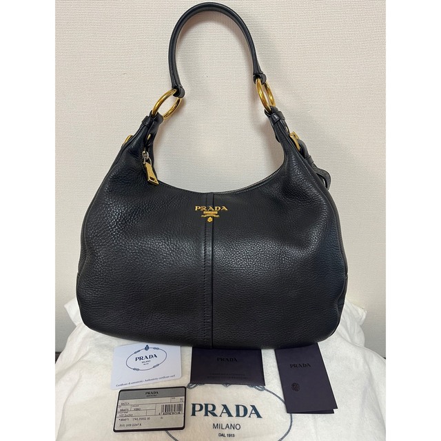 プラダ レザー ハンド バッグ PRADA ロゴ ブラック