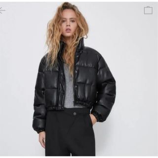 ZARA フェイクレザーダウンジャケット