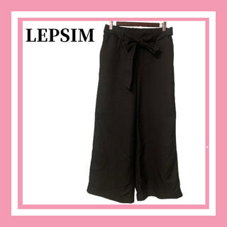 レプシィム(LEPSIM)の美品 レプシム LEPSIM ワイド パンツ L ウエストリボン ブラック 黒(バギーパンツ)
