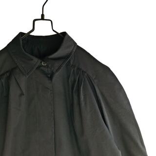 ヨーロッパ古着 ヴィンテージコート ラグラン袖 紺 イタリア製 無地 裏チェック(ロングコート)
