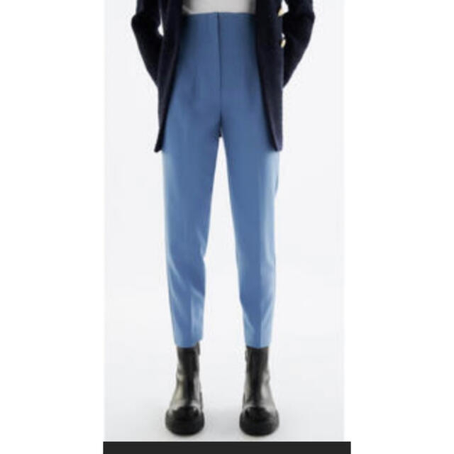 新品*完売カラーZARA ハイウエストパンツS パウダーブルー