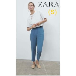 ZARA ハイウエストパンツ　パウダーブルーS