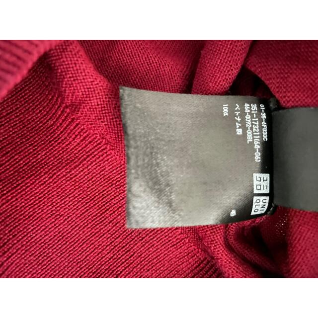 UNIQLO(ユニクロ)の【ユニクロ】エクストラファインメリノVネックセーター　ワインレッド　Sサイズ メンズのトップス(ニット/セーター)の商品写真