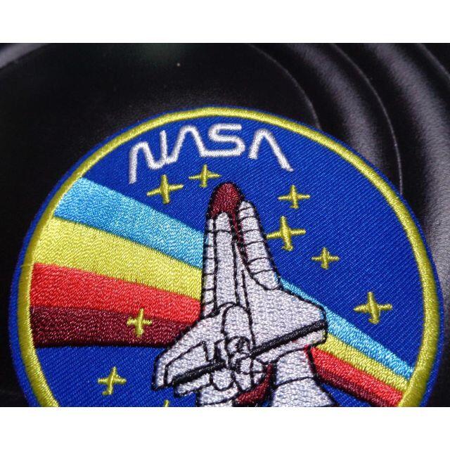 円型IR青虹◆新品NASA虹色レインボーUS刺繍ワッペン◆スペースシャトル　宇宙