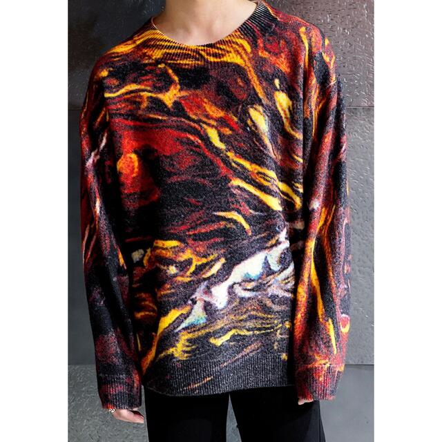 RAF SIMONS(ラフシモンズ)のNAMACHEKO- GLADYS SWEATER RED PRINT  未使用 メンズのトップス(ニット/セーター)の商品写真