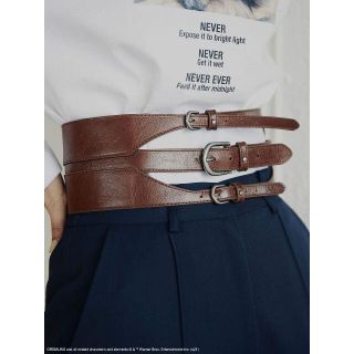 アメリヴィンテージ(Ameri VINTAGE)の美品 着１回 TRIPLE WIDE BELTブラウンM(ベルト)