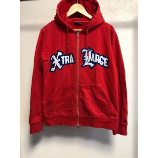 エクストララージ(XLARGE)の古着　XLARGE  デカロゴ　パーカー◇赤色◇M-0326(パーカー)